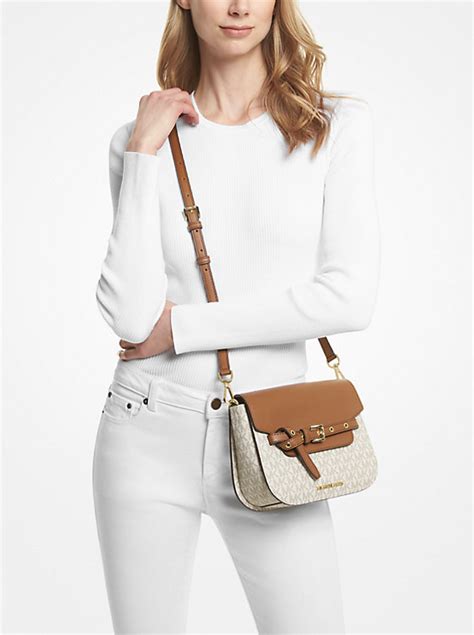 michael kors emilia saddle|Emilia Small Leather Crossbody Bag .